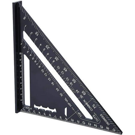 Imperial System Triangle Angle Protractor 7 Inch Metric Aluminum Alloy Black Oxidation Roofing Triangle Angle Protractor Layout Guide 